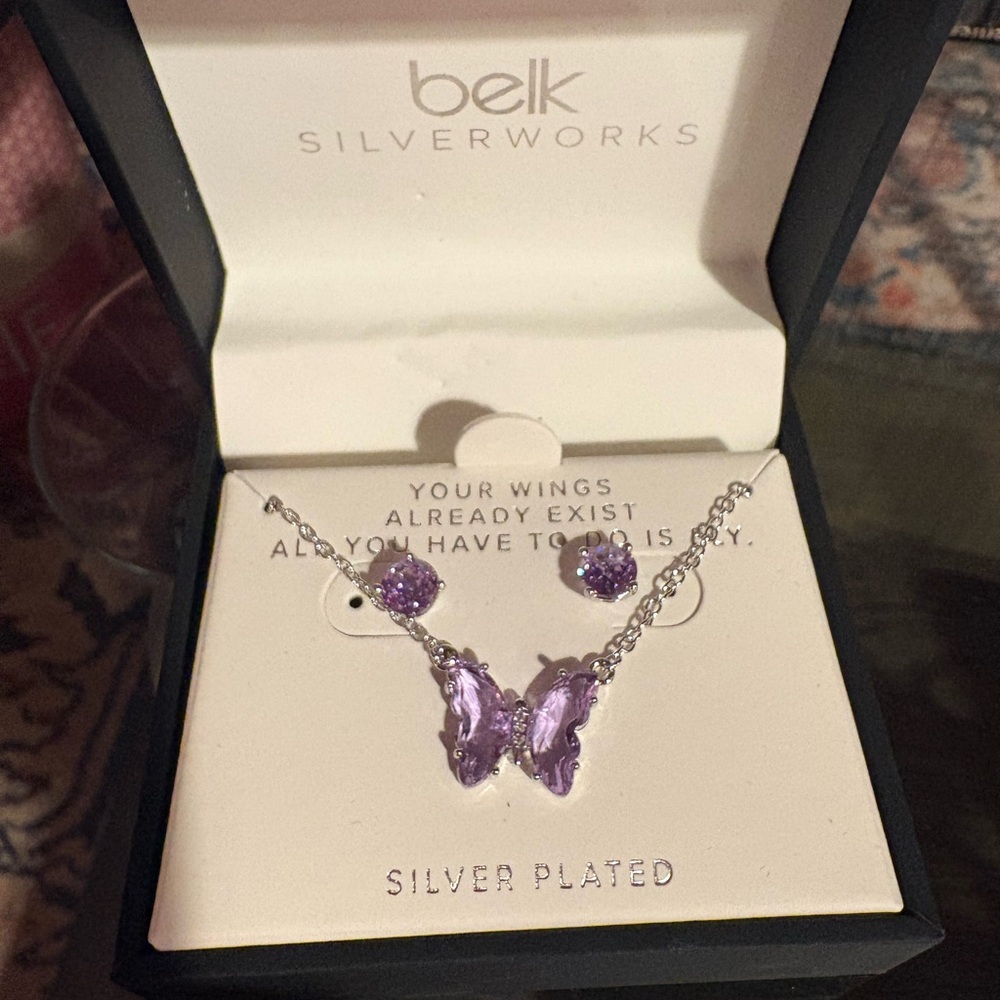 Purple Butterfly Jewelry Set
